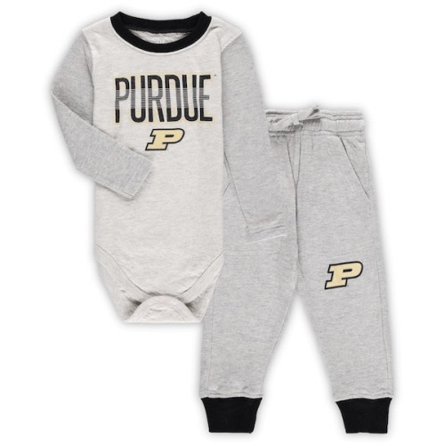 Purdue Boilermakers Wes & Willy Infant Jie Jie Long Sleeve Bodysuit & Pants Set - Heather Gray