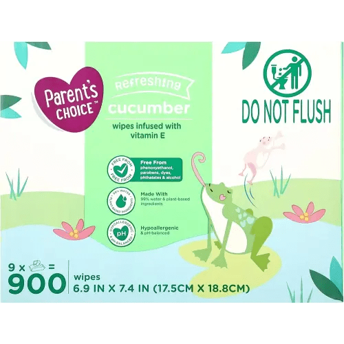 Cucumber Scent Baby Wipes, 900 Count - Infused With Vitamin E - Free From Phenoxyethanol, Parabens, Dyes, Phthalates, And Alcohol - Nine Individual Packs Of 100ct Wipes