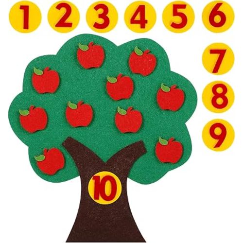 MAGICLULU Felt Apple and Number Tree, Kids Math Numbers Counting Game Toy Set, Toddler Felt Board for Preschool Early Educational Classroom and Home Learning Aid