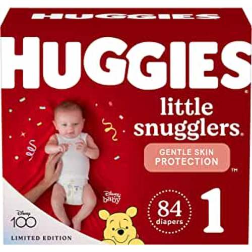 Huggies Little Snugglers Baby Diapers, Size 1 (8-14 lbs), 84 Ct, Newborn Diapers