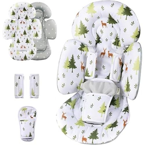 Infant Insert Compatible with 4moms Mamaroo Swing & Graco Swing and Infant Car Seat, Newborn Insert, Baby Head and Body Support, Reversible Design, Breathable Soft Fabric, 1Pcs - Green Forest
