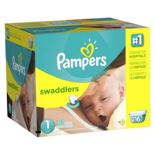 Pampers Swaddlers Diapers Economy Plus Pack (Select Size), Size: Size 1 (216 Count)