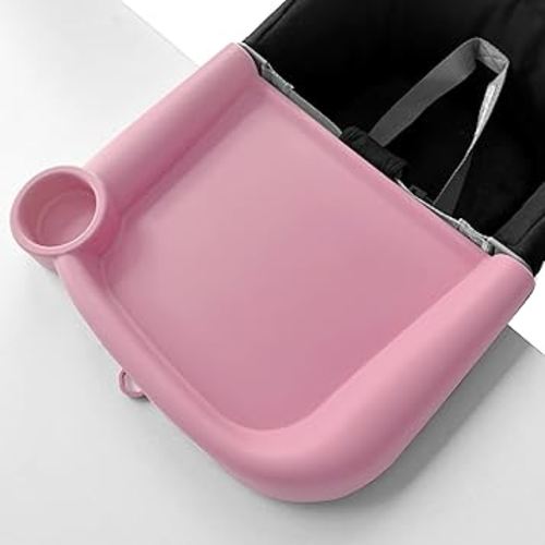 Silicone Baby Dining Tray Compatible with Inglesina Fast Table Chair & Other Hook-On High Chairs,Portable Clip-On Fast Table Chair Baby Tray, Dishwasher Safe & BPA Free (Pink)