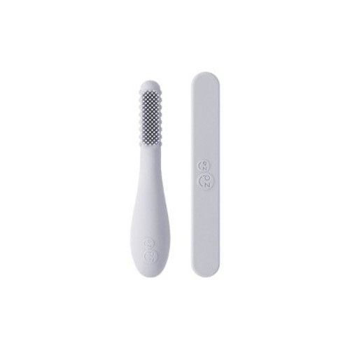 ezpz Baby-Led Toothbrush + Tongue Depressor Extra Soft Dual Pack - 2ct - Pewter