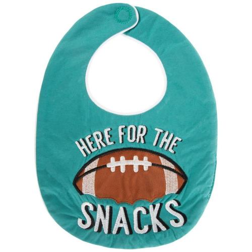 Here For The Snacks Football Baby Bib