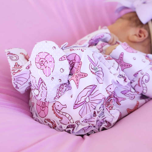 Tiny Tides Ruffle Zipper Footie | Pink