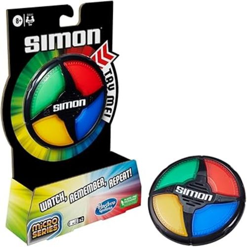 Hasbro Gaming Simon Micro Series Electronic Game for 1 or More Players, Classic Gameplay in a Compact Size, Fun Party Game for Kids Ages 8+, Multi-Color