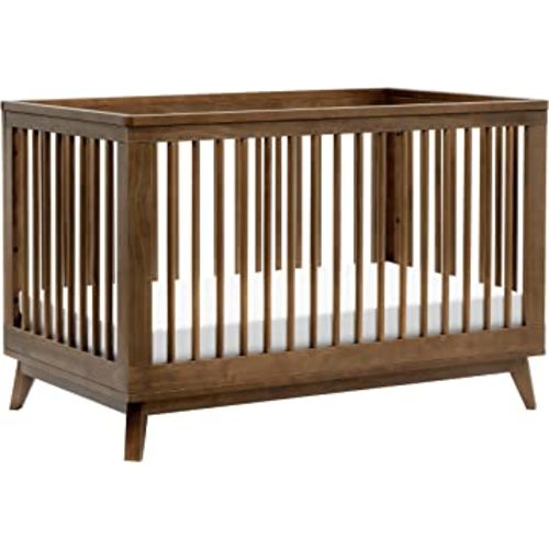 Babyletto Scoot 3-in-1 Convertible Crib with Toddler Bed Conversion Kit in Natural Walnut, Greenguard Gold Certified