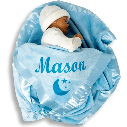 Custom Catch Personalized Baby Blanket for Boys - Blue