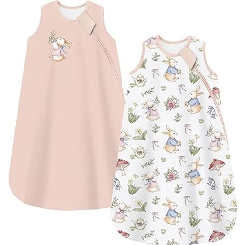 Chilsuessy Baby Sleep Sack 0-6 Months 1.0 TOG, 100% Cotton Baby Wearable Blanket with 2-Way Zipper, Infant Toddler Sleeping Sack for Newborn Boys and Girls, Pink