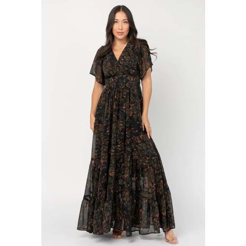 Katherine Maxi Dress | Black Multi Print