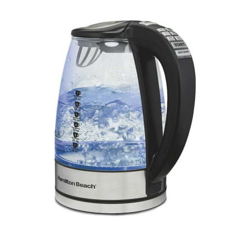 Hamilton Beach Temperature-Control Electric Glass Kettle, Tea & Water Kettle, 1.7L with Auto Shutoff and Ultra-Fast Heating