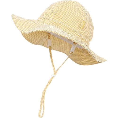 Baby & Toddler Wide Brim Sun Hats UPF 50+ Sun Protection Bucket Cap Cute Adjustable Hat in Seersucker