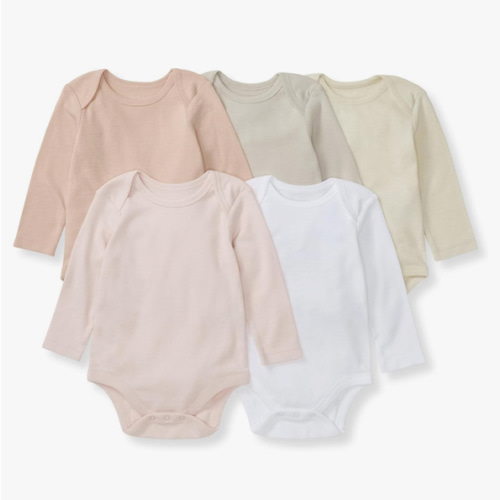 Burt's Bees Baby Unisex Organic Cotton Short and Long Sleeve Bodysuits, 5-Pack