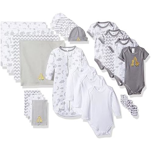 Spasilk Baby Essential 23 Piece Layette Set for Newborns and Infants, 0-6 Months, Grey Celestial