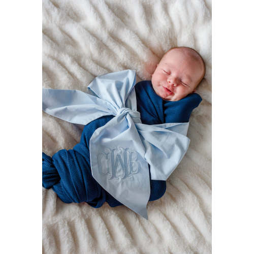 Personalized Newborn Bow Sash in Light Dusty Blue | Caden Lane