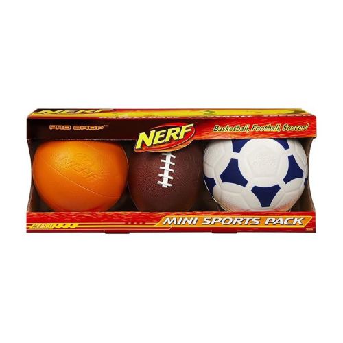 Nerf Pro Shop Mini Sports Pack – Mini Football Soccer Ball & Basketball – Great For Any Child Sport Fanatic – Great Gift