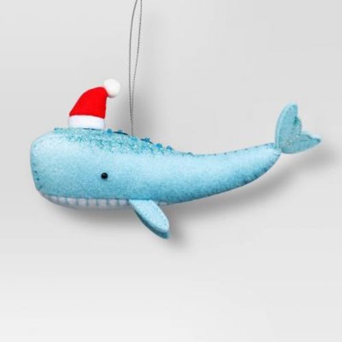 Christmas Fabric Whale with Hat Ornament - Wondershop™