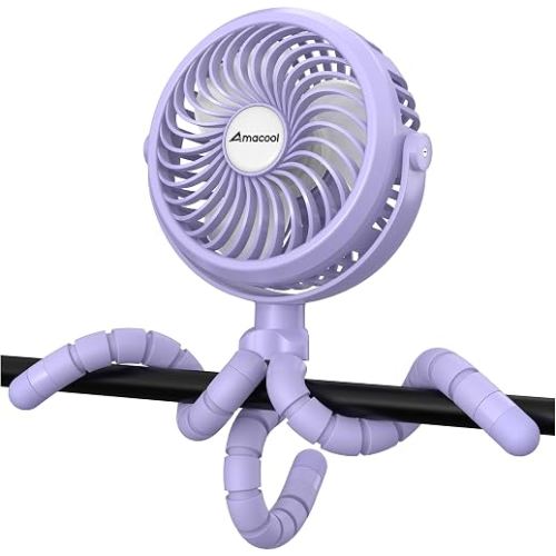 AMACOOL Battery Operated Stroller Fan, Portable Clip On Fan Rechargeable