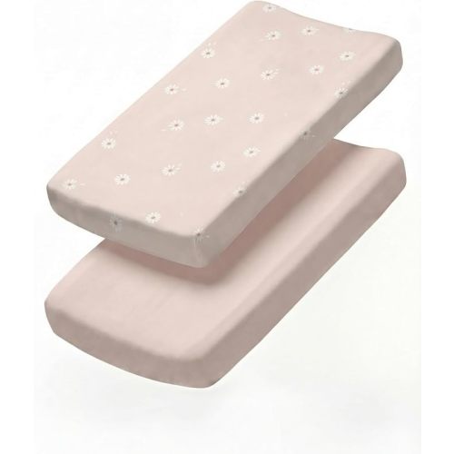 Changing Pad Cover - Pack of 2 Soft Unisex Diaper Change Microfiber Table Sheets - Fits 32"x16" Contoured Pad - Changing Pad Cover for Baby Boys & Girls - Snug, Machine Washable - Oeko-Tex, Daisy's