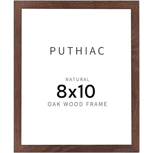 puthiac Walnut Wood Picture Frame, 8x10 inches, 1 Pack, Natural Solid Wooden Frame for Wall Art Photo and Prints