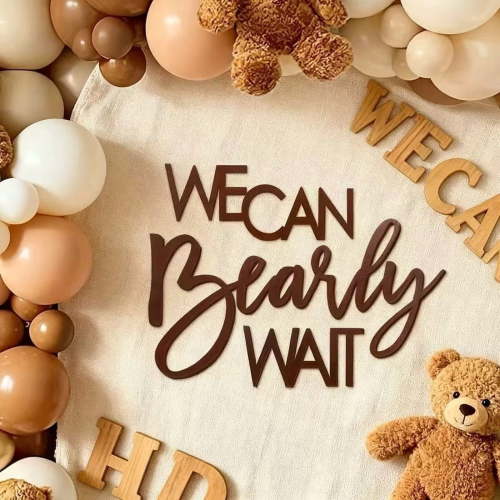 We Can Bearly Wait Teddy Bear Baby Banner - Adorable Felt Wall Decor for 1st Birthday & Gender Reveal Party