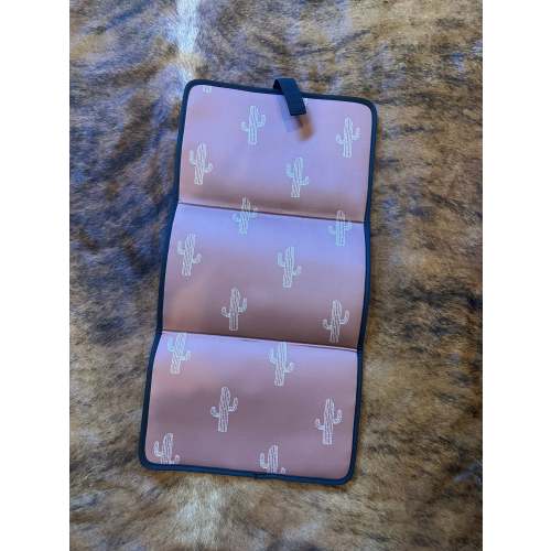 Brown cactus print baby Changing pad for on the go