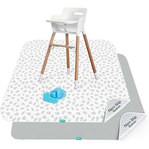 Biloban Baby Splat Mat 2 Pack for Under High Chair & Arts & Crafts & Eating Mess, 46 x 42 Inch Waterproof and Washable Spill Mat, Anti-Slip Floor Protector