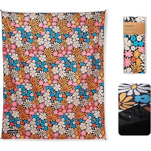 Nomadix Festival Blanket - Perfect for Picnics, Camping, & Lawn Seating - Plush Top & Water Resistant Base - Made with Post Consumer Recycled Materials - Hula Multi - 60x72
