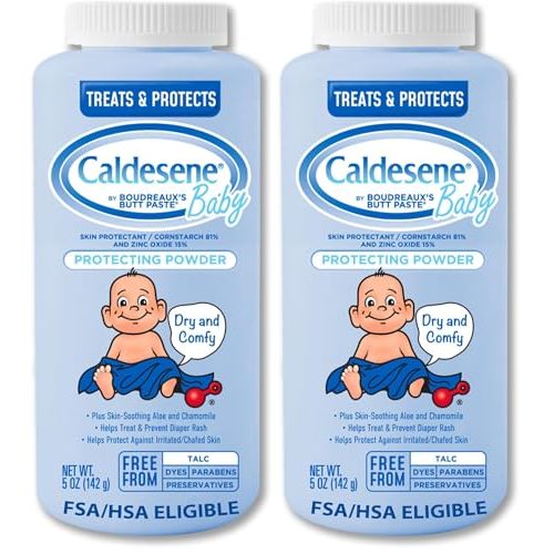 Caldesene Baby Cornstarch Powder with Zinc Oxide, 5 oz (Pack of 2)
