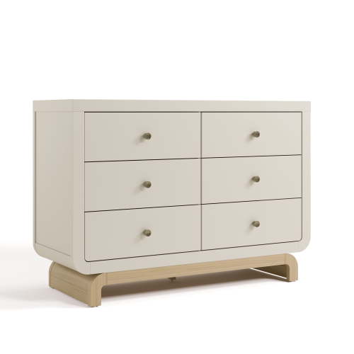 Storkcraft Santorini 6 Drawer Dresser, Frosted Oat with Driftwood