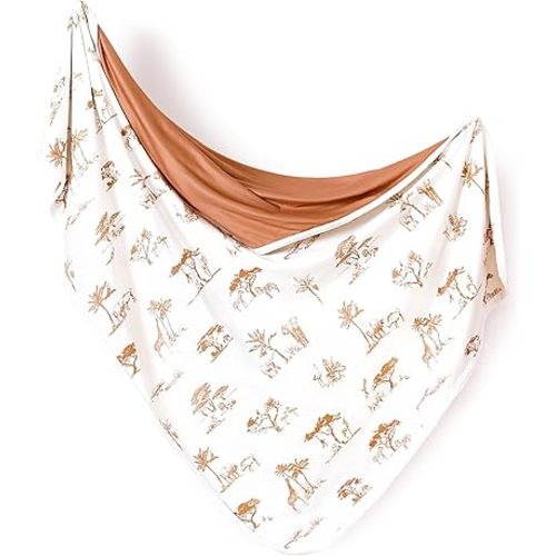 GRSSDER Baby Blankets Super Soft Stretchy Jersey Knit Swaddle Blanket for Baby Girls, Stylish Double Layer Receiving Blankets 34 x 44 Extra Large for Swaddling, Elk Animals