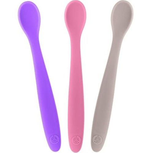 WeeSprout Silicone Baby Spoons, First Stage Infant Feeding Utensils With Soft-Tip, Set of 3