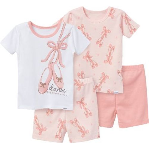 Gerber Toddler Girl Short Sleeve Pajamas Set, 4 Piece Set