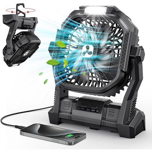 Portable Fan Rechargeable 20000mAh Cordless Battery Powered Camping Fan
