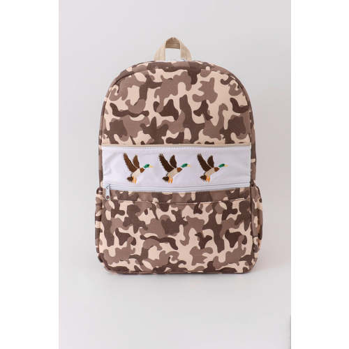 Camouflage duck embroidery canvas backpack