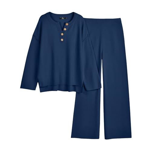 LILLUSORY Women's 2 Piece Lounge Sets Oversized Slouchy Matching Cozy Knit Sets