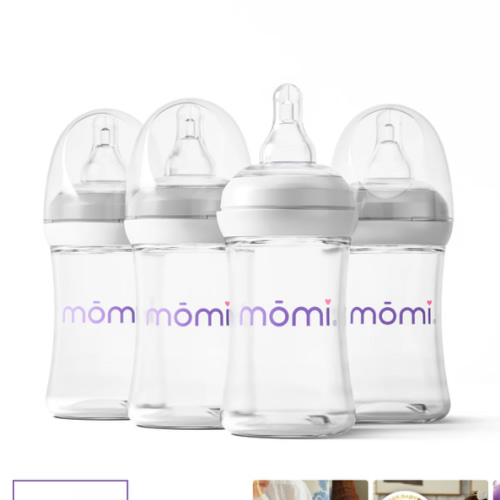 mōmi breast-like glass baby bottle sets in 4oz