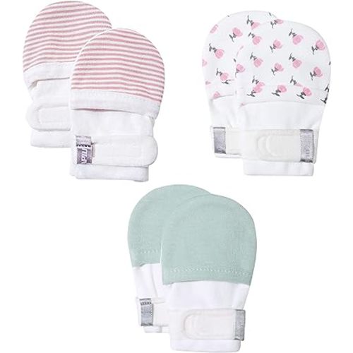 Baby Newborn No Scratch Mittens Stay On, 100% Cotton Adjustable 0-12M | Soft Skin-Friendly, Hook & Loop, Hand Gloves For Infant Boys Girls 0-3, 3-6, 6-12 Months, Perfect Gift