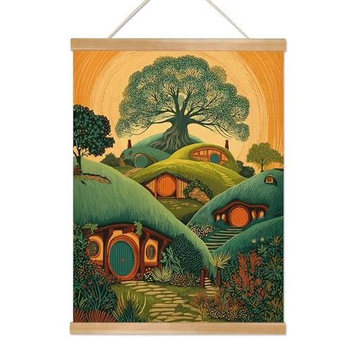 HEYJEEPER Vintage Wall Art Decor,Whimsical Storybook Landscape Poste, Retro Travel Poster for Home, Study, or Housewarming,Gift for Fantasy Lovers 14x18.5 inch
