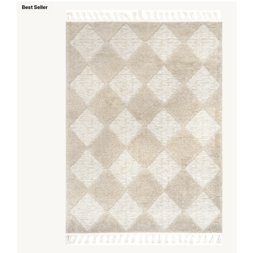 5x8 Aylin Diamond Tasseled Rug | Beige – Rugs USA