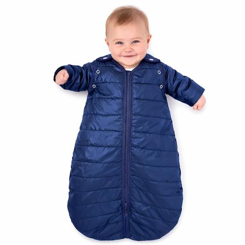 Baby Deedee Sleep Nest Travel - 3.5 TOG Quilted Sleep Sack with Removable Sleeves, Unisex Travel Wearable Blanket for Camping, Warm Baby Sleeping Bag, Newborn 0-6 Months, Indigo