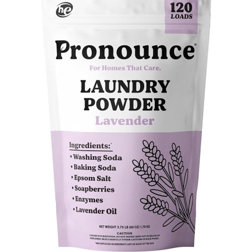 Pronounce Laundry Detergent Powder Alternative | Cleaner Ingredients. Safer for Sensitive Skin. Stain + Smell Fighting. With Essential Oils. HE Safe (Lavender, 120 Loads).