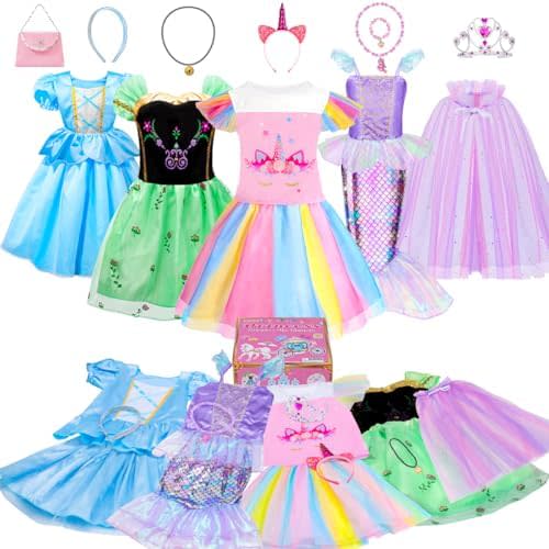 Meland Princess Dress Up - Dress Up Clothes for Girls with Toys,Christmas Birthday Gift for Toddler Girls 3,4,5,6,7,8 Years