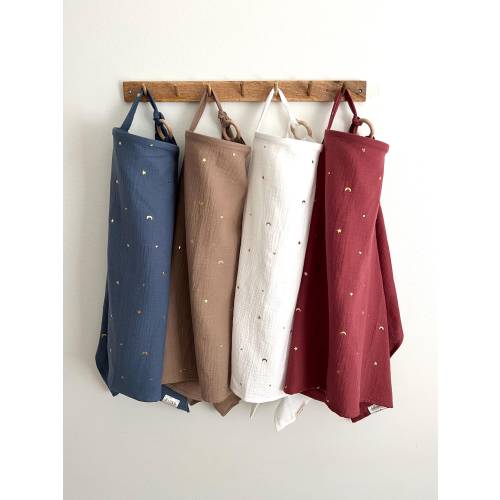 Nursing Cover for Baby Breastfeeding & Pumping | Muslin Double Gauze Cotton | Breast Feeding Apron Shawl Breathable Wire Golden Stars Moon