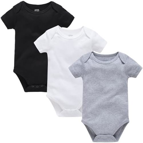 kavkas Baby Bodysuits Long and Short Sleeve Basic Cotton One-piece for Infant and Toddler Newborn Clothes 3 Pack