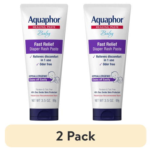 (2 pack) Aquaphor Baby Diaper Rash Paste with Zinc Oxide, Hypoallergenic, Paraben and Talc Free, 3.5 oz