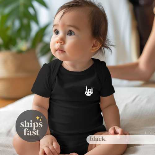 Rock On Infant Bodysuit, Punk Rock Baby Shower Gift, Skeleton Hand Onesie, Emo Goth Baby Clothes, Black Infant Bodysuit, Rock Themed Apparel