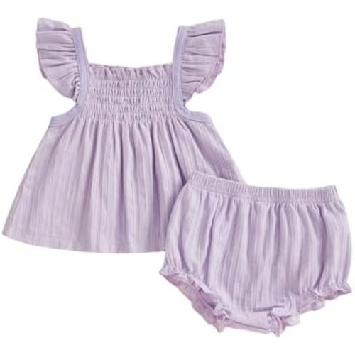 Baby Girl Clothes​ Summer Flutter​ Sleeve Ruffle Dress Tops Bloomers Shorts Set 3 6 9 12 18 Months Infant Outfit