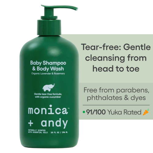 Monica + Andy 2-in-1 Baby Shampoo & Body Wash for Sensitive Skin, Lavender & Rosemary, 10 fl oz